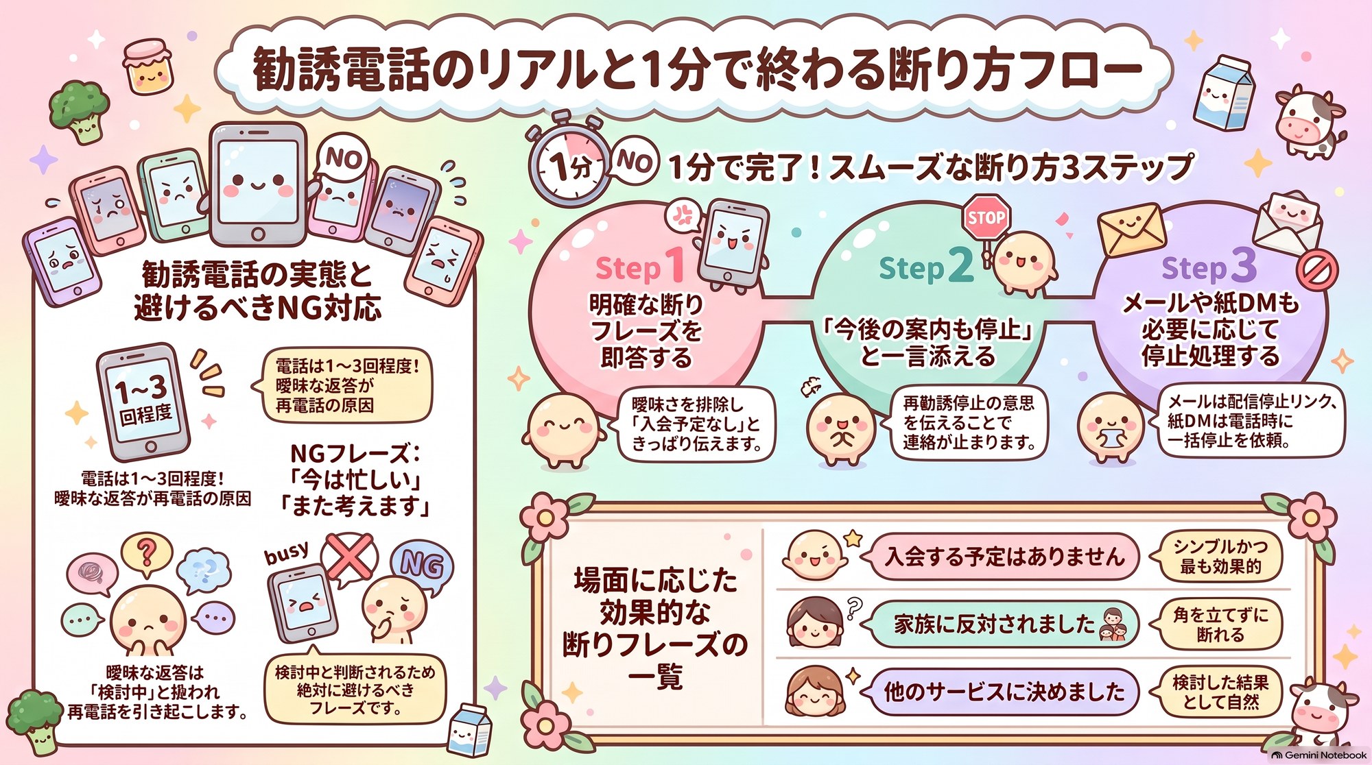 勧誘電話のリアルと1分で終わる断り方フロー